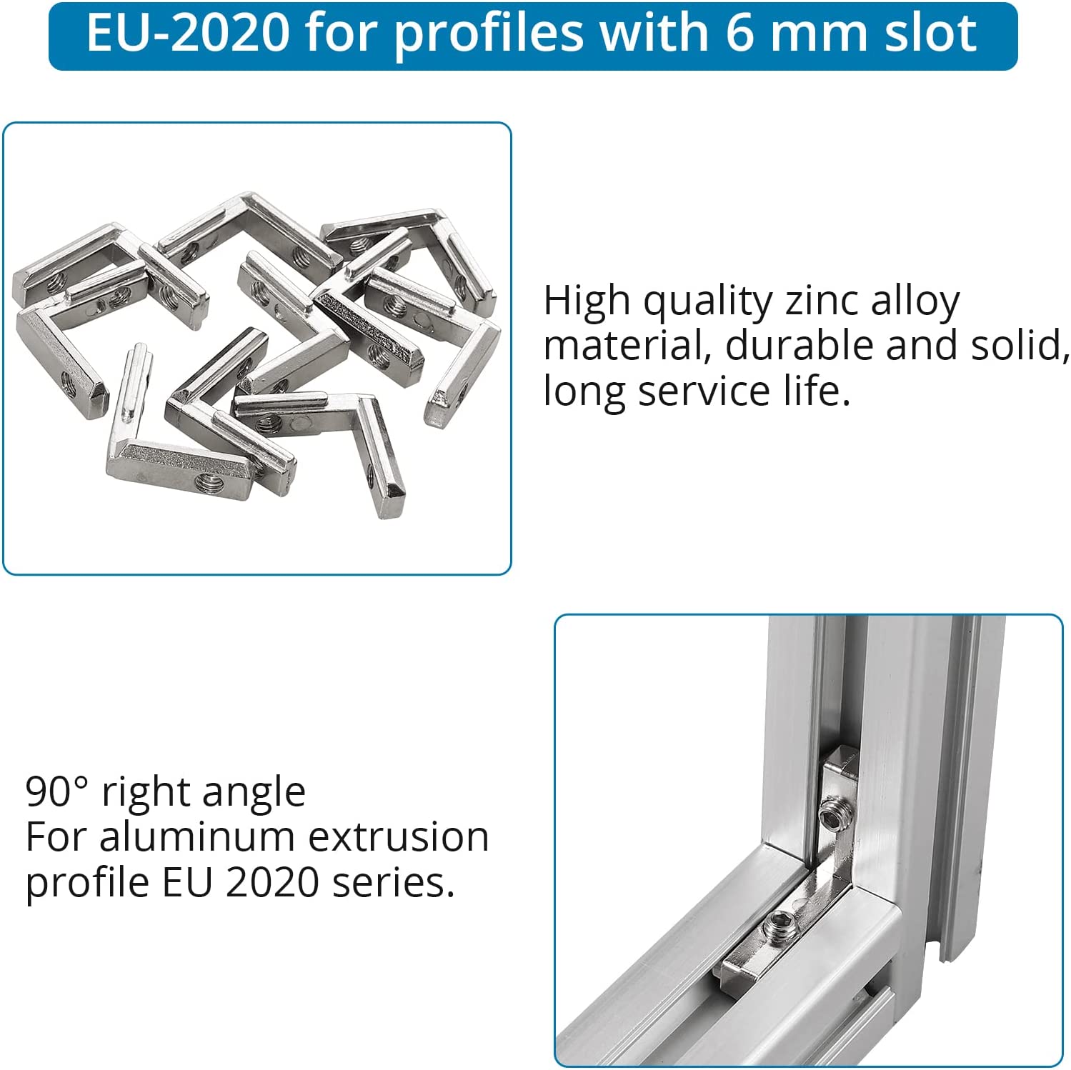 AUTOUTLET 10pcs T Slot Aluminum Profile Zinc Alloy L-Shape Brackets