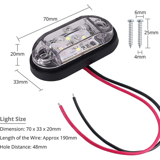AUTOUTLET 4 Pcs White 12V 24v 4Led Rear Tail Side Marker Lights Lamps