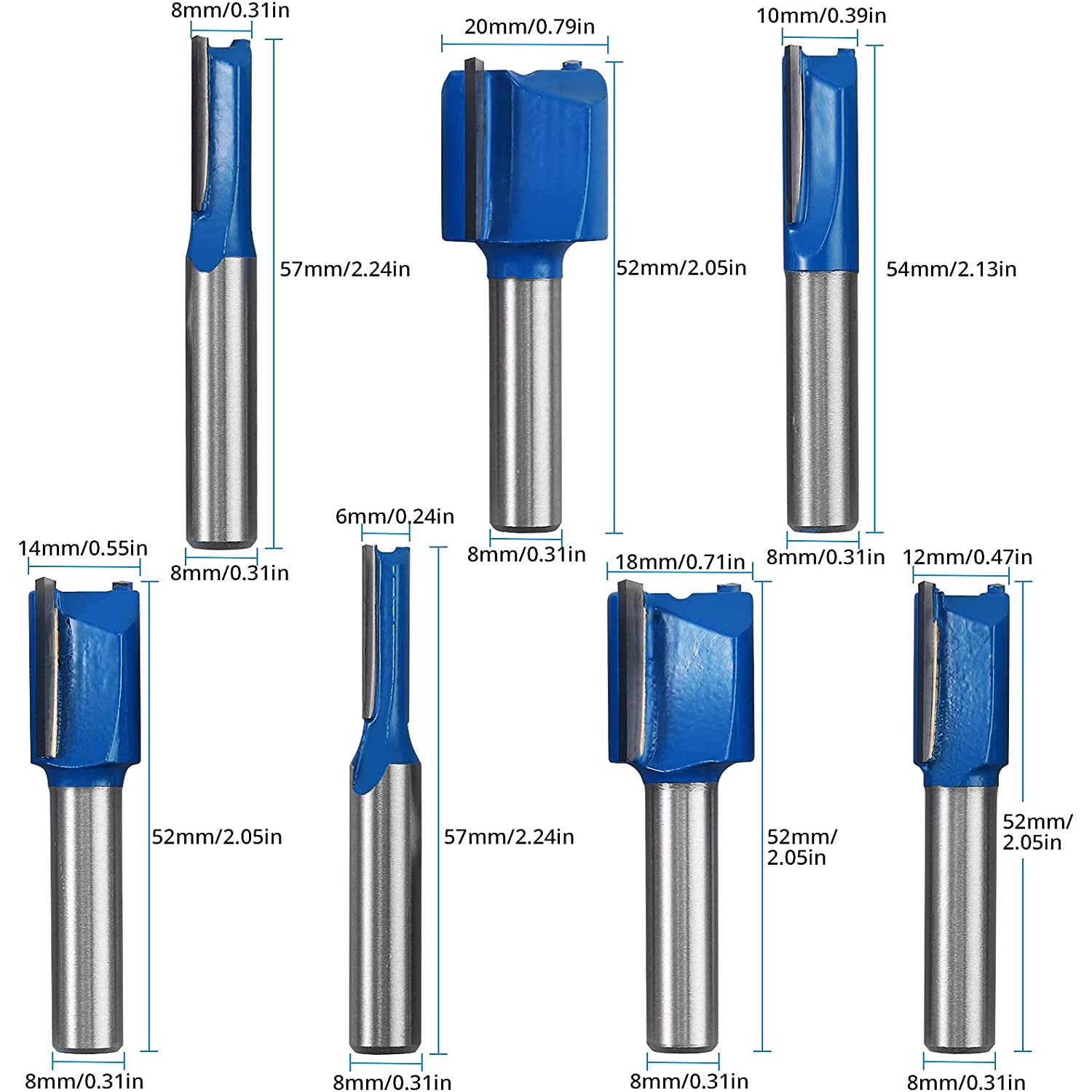 AUTOUTLET 7 PCS 8mm End Slot Milling Cutter