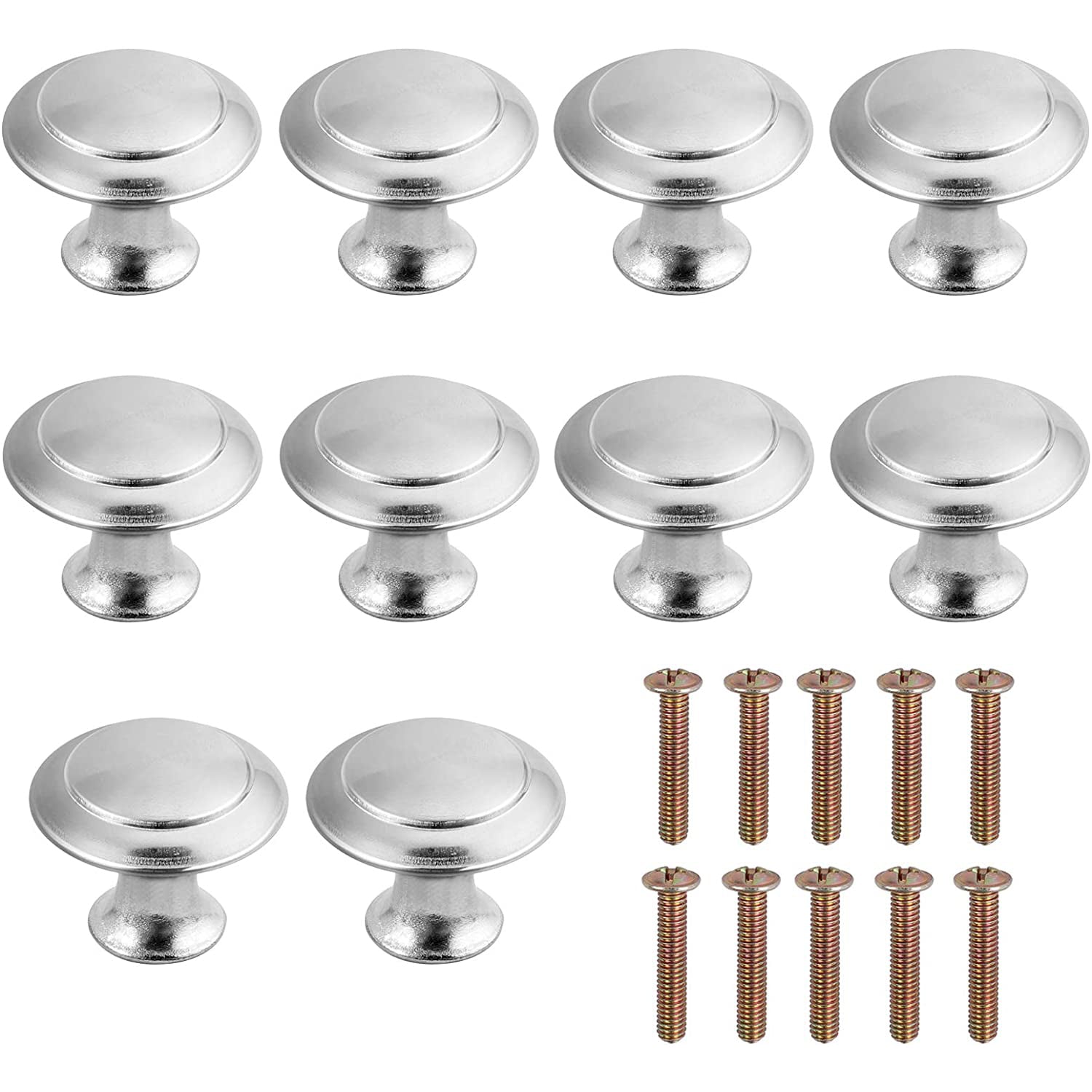AUTOUTLET 10PCS Cabinet Handle Knobs Silver