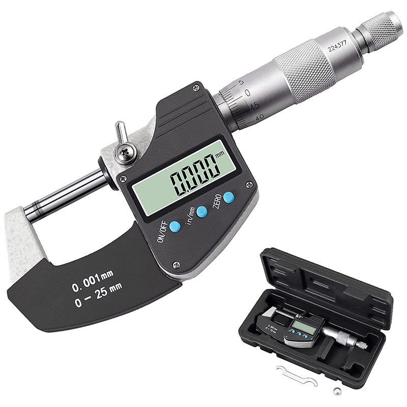 AUTOUTLET Micrometer Digital Outside Micrometer 0-25mm/ 0.001mm(0.00005")