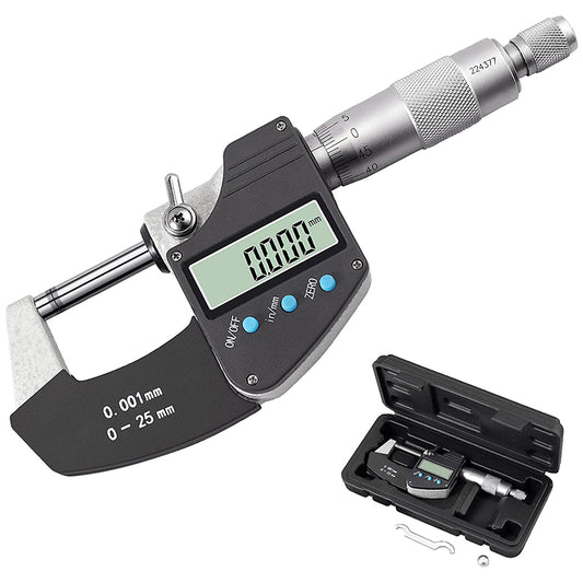 AUTOUTLET Micrometer Digital Outside Micrometer 0-25mm/ 0.001mm(0.00005")