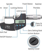 AUTOUTLET Micrometer Digital Outside Micrometer 0-25mm/ 0.001mm(0.00005