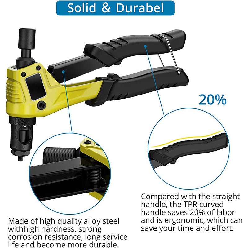 AUTOUTLET 8" RIVET NUT GUN M3 M4 M5,m6,Hand Riveter Rivet Gun Yellow