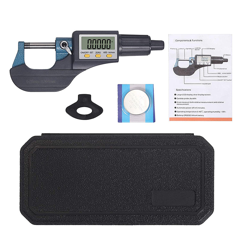 AUTOUTLET 0~25mm Electronic LCD Digital Display Outside Micrometer