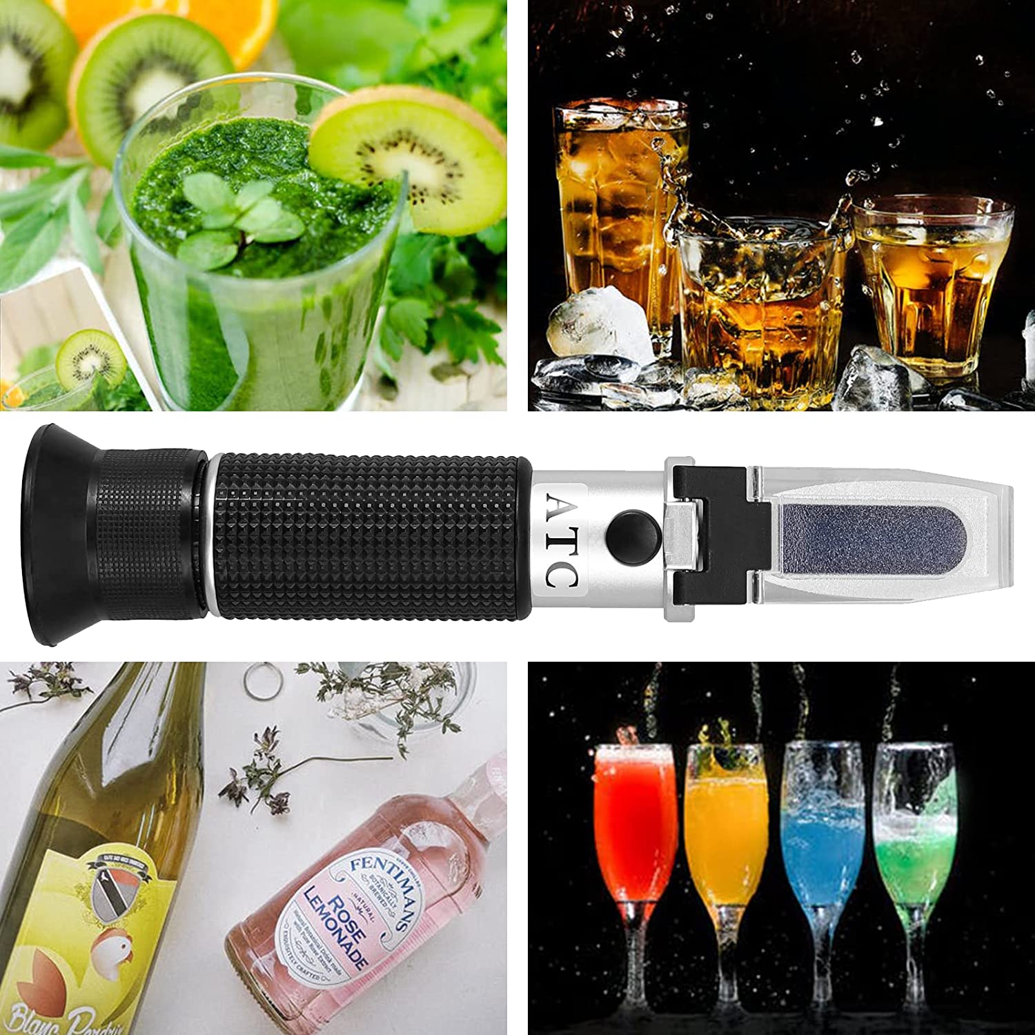 AUTOUTLET Brix Refractometer Aluminum 0~32% Digital LCD Display