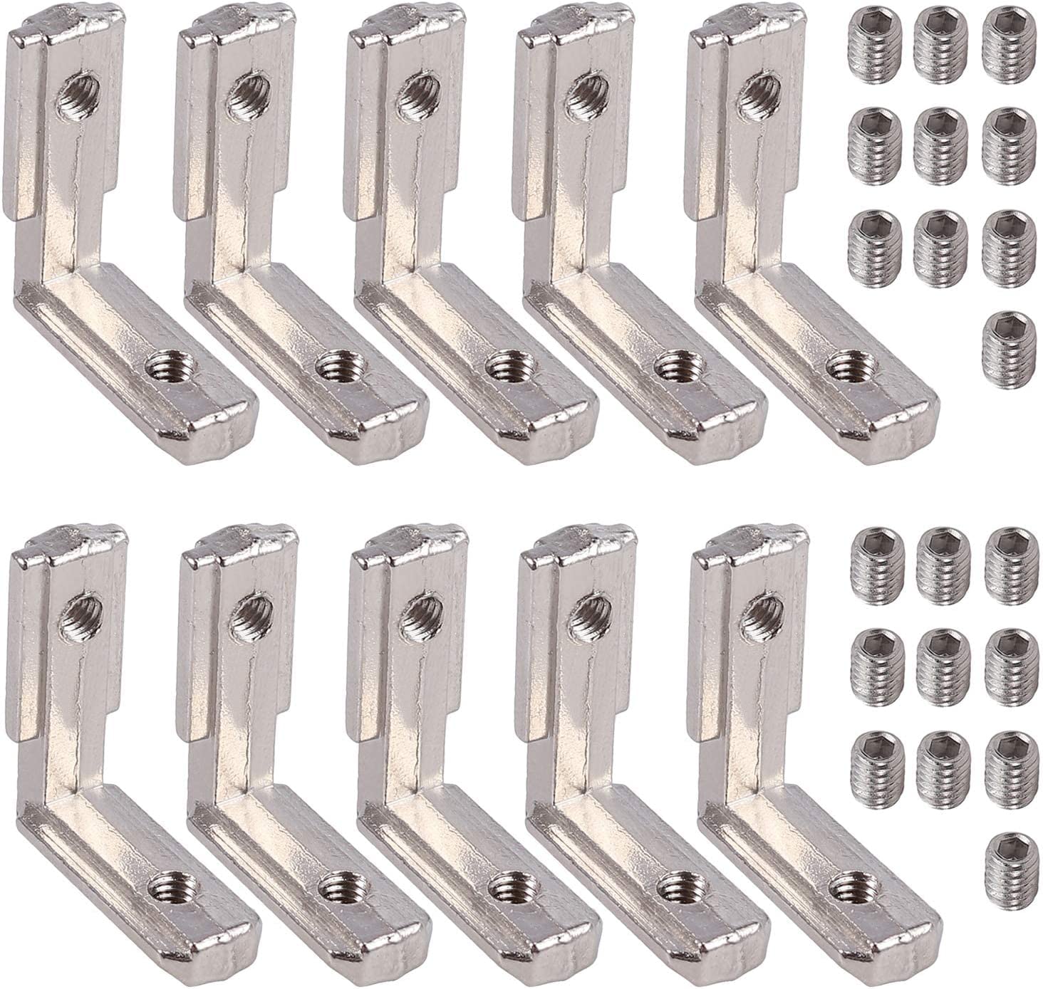 AUTOUTLET 10pcs T Slot Aluminum Profile Zinc Alloy L-Shape Brackets