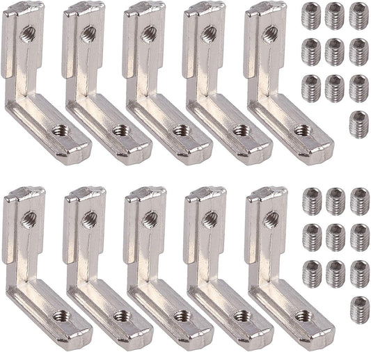 AUTOUTLET 10pcs T Slot Aluminum Profile Zinc Alloy L-Shape Brackets